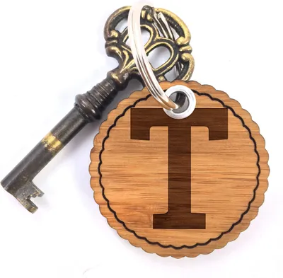 Produktbild von Mr. & Mrs. Panda Schlüsselanhänger T - Geschenk, Taschenanhänger, Alphabet, Anhänger, Zimmer, Zeichen, für schlüssel, Holz, Buchstaben, Zahlen, Hotel