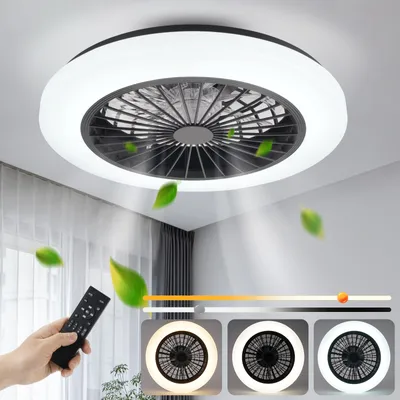 Image de ZMH Ventilateur de plafond avec éclairage Lampe de plafond LED silencieuse Ventilateur avec télécommande Lampe de plafond 40W Dimmable 6 vitesses Timing Moderne Lampe de salon avec ventilateur pour chambre à coucher salle à manger