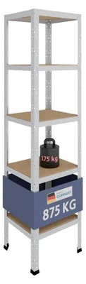 Image de Étagère métallique - Rayonnage en acier galvanisé - 180 x 45 x 40 cm - 5 étagères - 175 kg par étagère