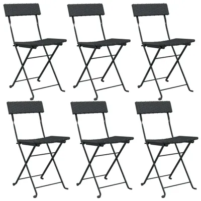 Produktbild von vidaXL Bistrostühle 6 Stk. Klappbar Schwarz Poly Rattan und Stahl