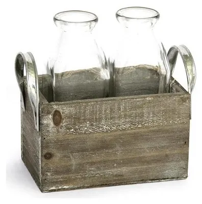 Productafbeelding van Kan 2 flessen, metalen handvat, met 2 glazen flessen.