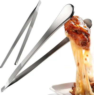 Produktbild von Set von 2 Kochzangen 30 cm, Edelstahl, für BBQ und Kochen, spitze und runde Zangen