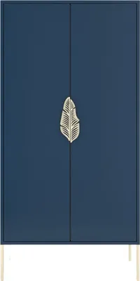 Produktbild von Merlin mit dekorativem Griff / Hohe Kommode Mit Goldenen Details / 80 Cm / Marineblau