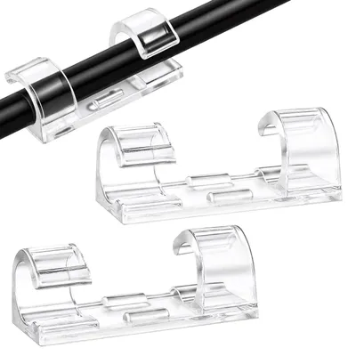 Zdjęcie produktu dla Klipsy do kabli samoprzylepne - Przezroczyste - 40 szt. - Do kabli do 7 mm - Organizer do kabli