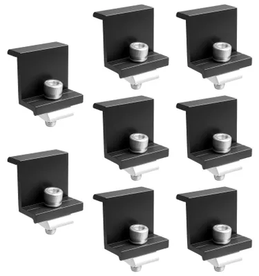 Image de 8 pièces de fixations d'extrémité pour panneaux solaires, systèmes de fixation en aluminium pour panneaux solaires (30 mm)