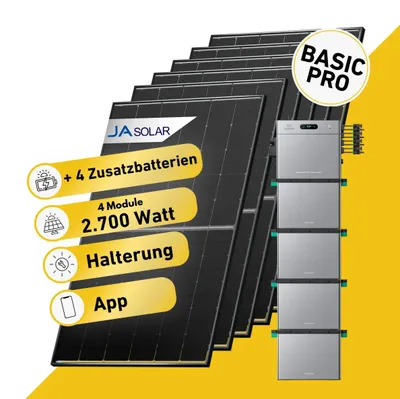 Produktbild von Balkonstrom Balkonkraftwerk 2700W Solaranlage mit Speicher |4xZusatzspeicher | Blechdachhalterung| 2xSolarmodul | Zendure SolarFlow 2400 Pro