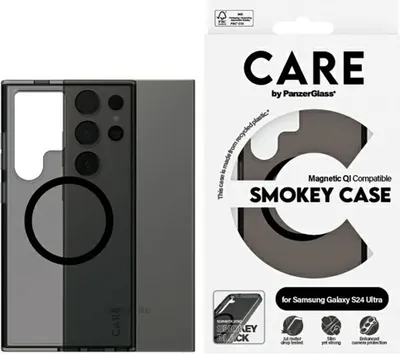 Produktbild von PanzerGlass CARE™ by ® Smokey Case m. Schwarz Qi Compatible Samsung Galaxy S24 Ultra, Cover, Samsung, Samsung - Galaxy S24 Ultra, Schwarz
