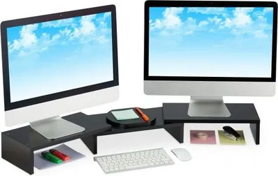 Obrázok produktu pre Čierny stojan na monitor pre 2 monitory