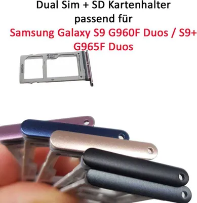 Produktbild von Dual Sim + SD Kartenhalter / Sim card tray passend für Samsung Galaxy S9 G960F Duos / S9+ G965F Duos, Farbe:Blau