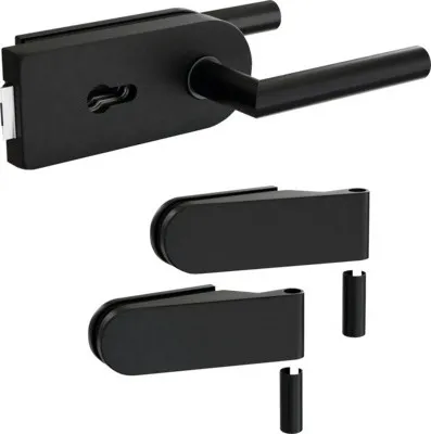 Produktbild von Pertura Glastürbeschlag Jonte Studio PZ Schwarz inkl. 2 Rahmenteile für Holzzargen