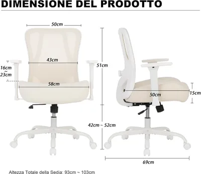 Obrázek produktu pro Kancelářská židle - Ergonomická síťovaná židle s područkami