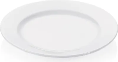 A white plate on a white background.