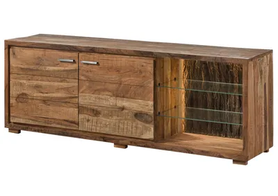Image de MASSIVMOEBEL24 | BARK meuble TV #112 175x40x63 bois d'acacia laqué (bois naturel)