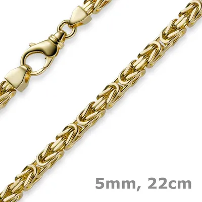 Produktbild von 5mm Armband Armkette Königskette aus 750 Gold Gelbgold, 22cm, Herren