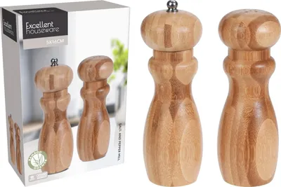 Produktbild von HH - Koopman Bambus Spielzeug Pfeffer- und Salzmühlen Set 16cm Lernspielzeug