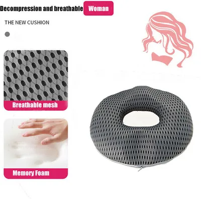 Produktbild von 44*41*7,5 cm Orthopädischer Sitzring Hämorrhoiden Sitzkissen Memory Schaum bis 90KG Anti Dekubitus, Frau-Modell