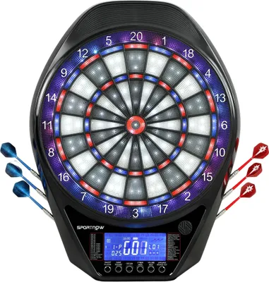 Produktbild von Elektronische Dartscheibe - Softdart - LED-Display - 6 Pfeile - 24 Softtip-Spitzen - 34 Spiele, 2235 Programme - 60,5×45,5×3,6 cm - Mehrfarbig