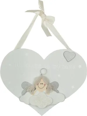 Immagine prodotto di Cuore decorativo bianco 6H0856 Clayre Eef 15x12 cm legno