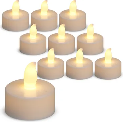 Produktbild von LED Teelichter 10er Set weiß mit realistischem Flackereffekt 3,5 cm