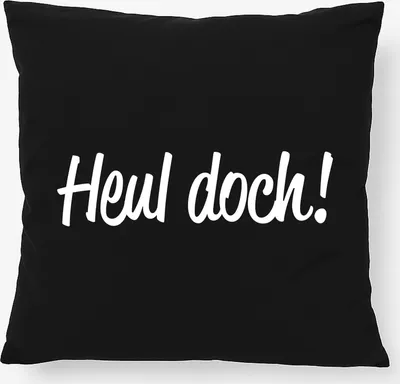 Produktbild von Huuraa Kissen Heul doch Schriftzug 40x40cm mit Füllung Black Baumwolle Dekokissen Geschenkidee