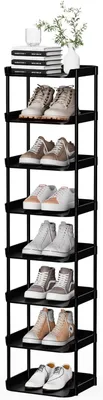 Produktbild von PolkaHome® 8-stöckiges schmales Schuhregal, stapelbarer Schuhschrank, platzsparender Aufbewahrungsturm für schmale Räume, mit