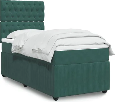 Image de Best Möbel Lit Simple/90x190 cm Boxspring avec Matelas Vert Foncé Velours - Lits Classiques CHYDE9429237