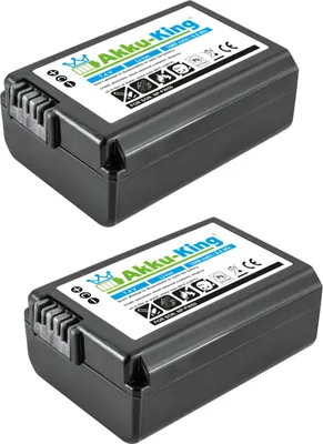 Produktbild von 2 x Akku kompatibel mit Sony NP-FW50 - Li-Ion 1080mAh - für Sony Alpha 33 35 37 55 3000 5000 5100 6000 6300 6500 7 II 7R II 7S II Cyber-shot