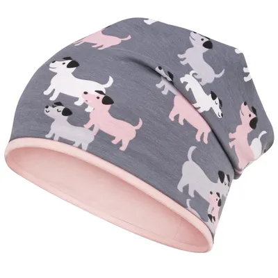 Produktbild von Mädchen Mütze Übergangsmütze Beanie Kindermütze Baby Tiermotive, Gr. 54/56, Rosa-Grau