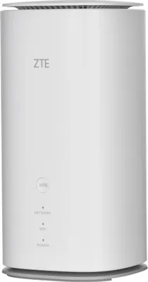 A white ZTE 5G router is shown against a white background.