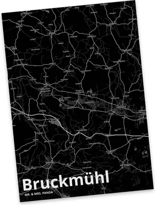 Produktbild von Mr. & Mrs. Panda Postkarte Bruckmühl - Geschenk, Ansichtskarten, Stadt Dorf Karte Landkarte Map Stadtplan, einzelkarte, Fotokarte, Grußkarte, Postkarten