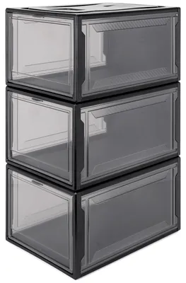 3er-Set stapelbare Schuhboxen, 37x26x20 cm, bis Gr. 48