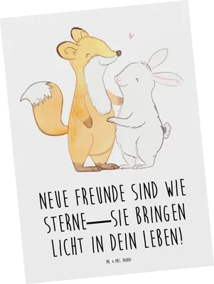Produktbild von Mr. & Mrs. Panda Postkarte Neue Freunde finden - Weiß - Geschenk, Grußkarte, Freundschaft aufbauen, wertvoll, bildkarte, Vertrauem, Postkarten, Ansichtskarten, Trost