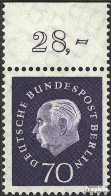 Produktbild von Briefmarken Berlin (West) 1959 Mi 186 Oberrandstück postfrisch Heuss