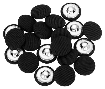 Stoffknöpfe 20 Stück, 18 mm, schwarz, mit Metallstiel