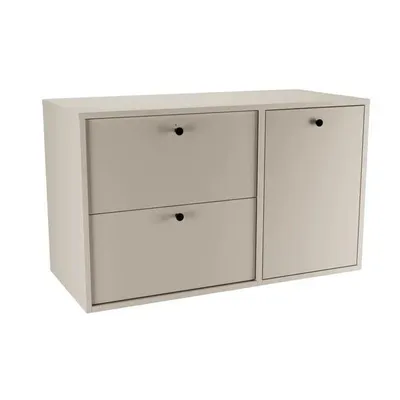 Produktbild von WENA Waschtischunterschrank 100 cm mit Wäschekorb gerade Fronten, Griffe aus Metall in der Farbe Schwarz Belino (Farbe: Kaschmir)
