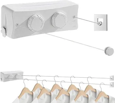 Obrázok produktu pre Vysúvateľná 51 m nerezová šnúra na sušenie bielizne na balkón, do kúpeľne