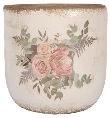 Obrázok produktu pre Clayre & Eef Kvetináč Ø 20x19 cm Béžové keramické kvety