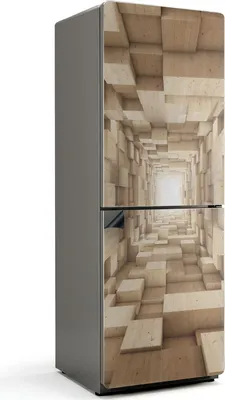 Produktbild von Holzblockkonstruktion – Magnetische Kühlschrank Abdeckung – Dekorfolie magnetisch Küche – Kühlschrank Magnet Deko – selbstklebende Magnettafel – Magnetfolie für Kühlschranktür – 70x190 cm