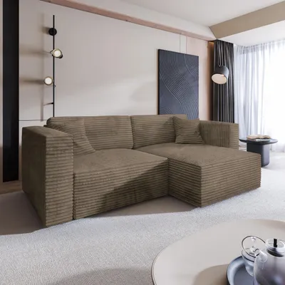 Produktbild von Masseno Ecksofa NERIO T mit Schlaffunktion L-Form, Sofa mit Bettkasten, Wohnzimmersofa, Couch, Soffa, Bettsofa, Couchgarnitur- Beige, TILIA 17