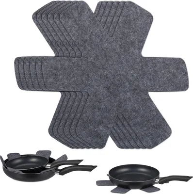 Produktbild von Relaxdays Pfannenschoner, 8er Set Pfannentrenner, 38 x 30 cm, Filz Pfannenschutz, Stapelschutz für Pfannen & Töpfe, grau