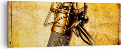 Produktbild von Bild auf Leinwand - Leinwandbild - Mikrofon Musik Lied - 140x50cm - Wand Bild - Wanddeko - Leinwanddruck - Bilder - Kunstdruck - Wanddekoration - Leinwand bilder - Wandkunst - AB140x50-0525