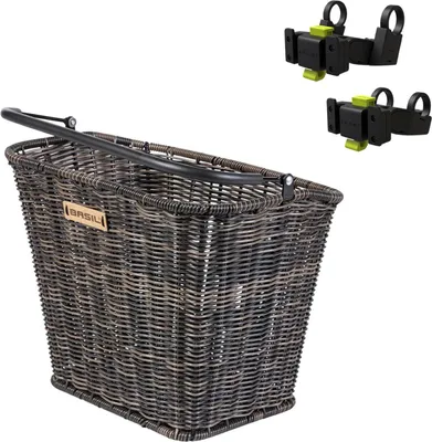 Produktbild von Basil BREMEN Lenkerkorb Rattan-Look Kunststoff Dunkelbraun inkl. Lenkstangenhalter