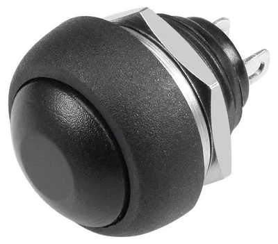 5 Stück 12 mm Momentantaster, schwarz, rund, flach, SPST