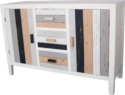 Obrázok produktu pre Casa Padrino komoda vo vidieckom štýle s 2 dvierkami a 3 zásuvkami Viacfarebné 120 x 40 x v. 80 cm - Shabby Chic nábytok