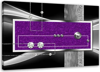 Produktbild von Leinwandbild lila abstrakt mit diamant und perle 120x80 cm Feeby lila wandbild bereit zum aufhängen