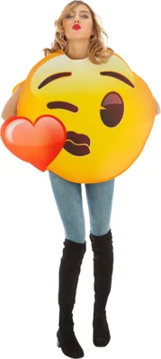Produktbild von Emoji-Kostüm Kussmund Faschingskostüm gelb-braun-rot
