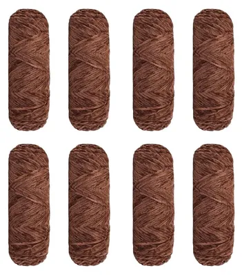Image de Fil de coton doux pour bébé, type chenille, 800g (8 pelotes de 100g), couleur caramel foncé
