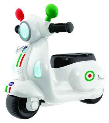 Obrázek produktu pro (B) Chicco dětská koloběžka Vespa Primavera, dětské vozidlo s elektronickým ovládacím panelem, světly a zvuky, odnímatelná tréninková kolečka, max. 25 kg, hračka pro děti od 1 do 3 let