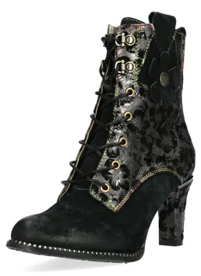 Produktbild von Laura Vita Damen Schnürstiefelette mit floralen Details Alcbaneo 141, Größe:38 EU, Farbe:Grau