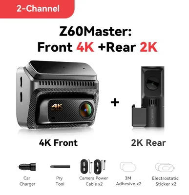 Produktbild von Z60Master - Autokamera - 2-Kanal - 4K+2K Front- und Rückaufnahme - HDR-Nachtsicht - WiFi 6 - GPS - 64-GB-SD-Karte